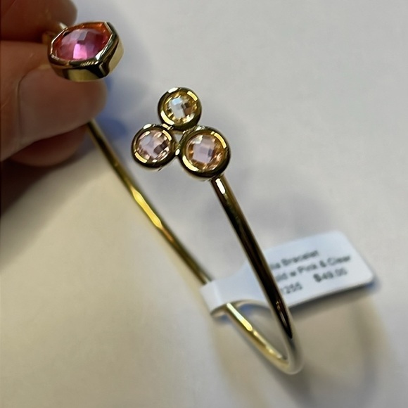 New Real Simple Talia Bracelet Gold Tone with Pink and Clear Stones - Picture 3 of 4